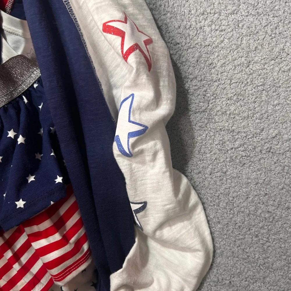 3pc Skirt Set Patriotic 7/8 Blue Americana 4th of July Summer Labor Day
